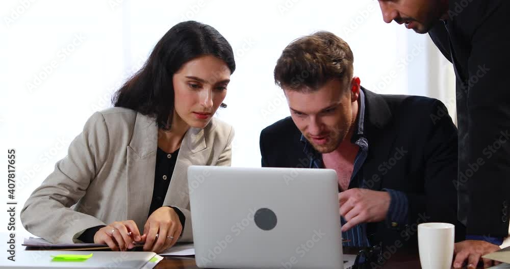 Business people meeting at customer service office and use post it notes to share idea. Business meeting and brainstorming concept. Business people meeting at customer service office and use post it notes to share idea. Business meeting and brainstorming concept.