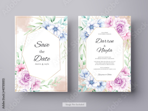 Beautiful wedding invitation with flower decoration