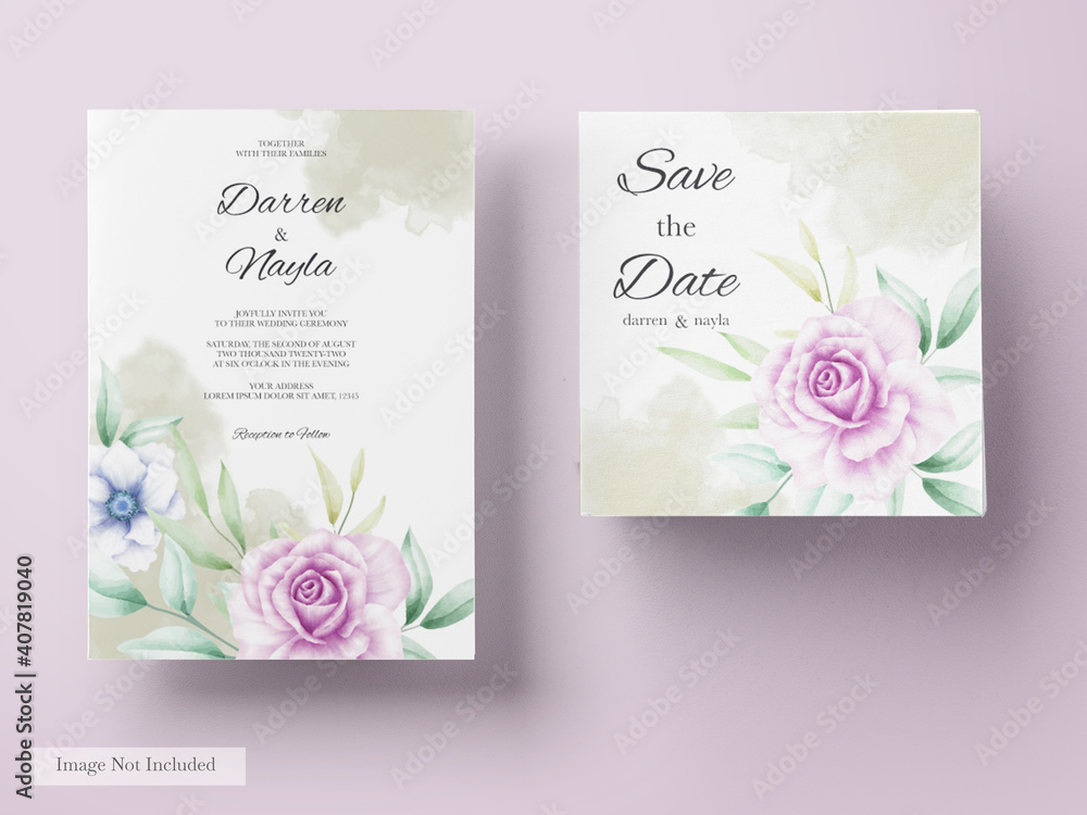 Beautiful wedding invitation with  flower decoration
