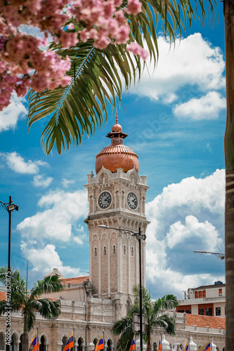 Photography Vertical shot of the Sultan Abdul Samad Building under a blue cloudy sky in Kual