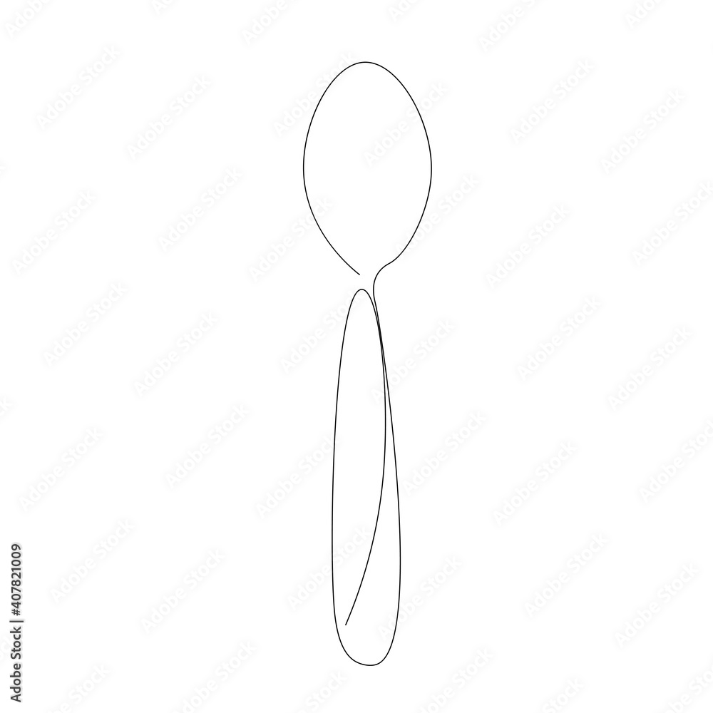 Spoon silhouette line drawing, vector illustration Spoon silhouette line drawing, vector illustration