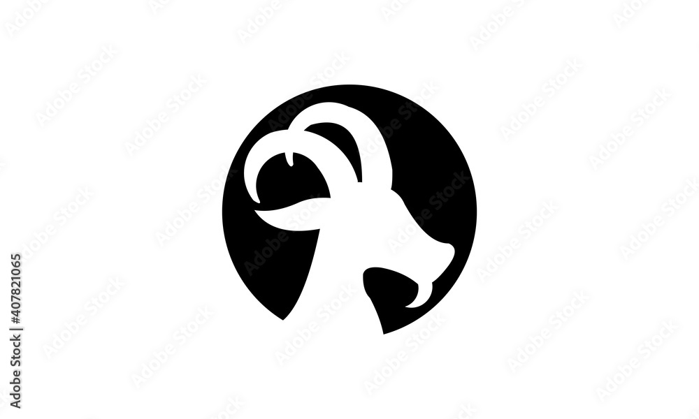 Circle Goat Silhouette Circle Goat Silhouette