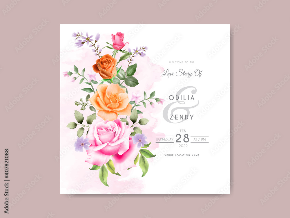 beautiful and elegant floral hand drawn wedding invitation card 