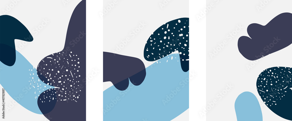 Fototapeta premium Hand drawn doodle shapes, wall art painting style, vector abstract background templates. A4 poster design or for covers, banners, flyers