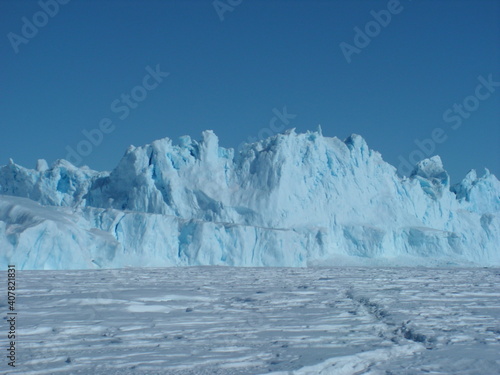 antarctica ice icebergs sea snow winter day