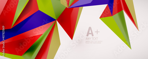 Vector triangle geometric backgrounds. Low poly 3d shape on light backdrop. Vector illustration for covers  banners  flyers and posters and other designs