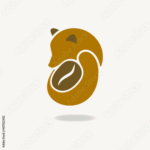 Weasel coffee logo design vector illustration