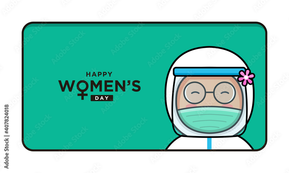 Female doctor with happy women's day greeting 