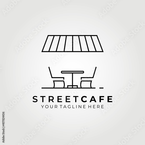 Street cafe, terrace cafe logo vector illustration design graphic, line art logo symbol
