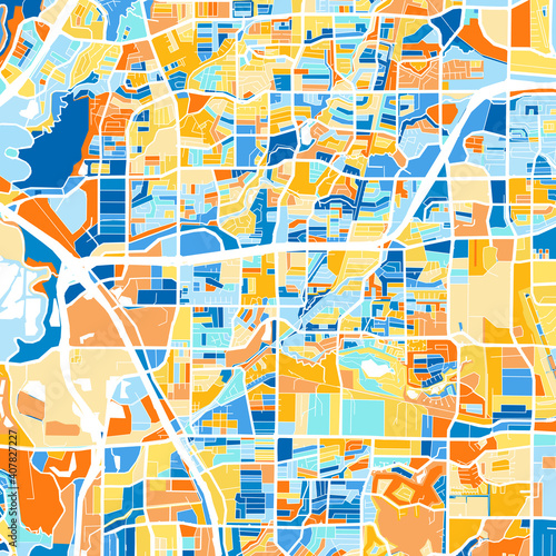 Art map of Carrollton, UnitedStates in Blue Orange