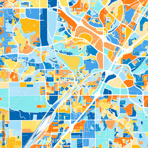 Art map of Roseville, UnitedStates in Blue Orange photo