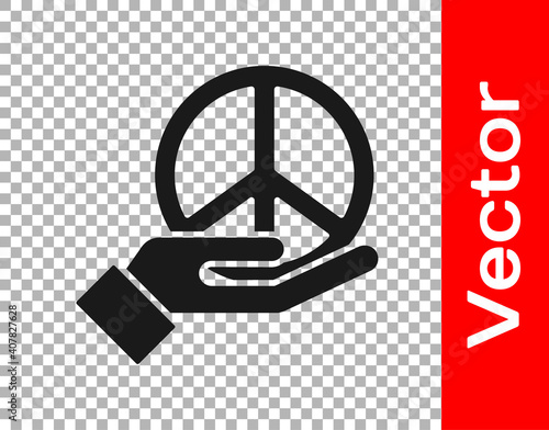 Black Peace icon isolated on transparent background. Hippie symbol of peace. Vector.