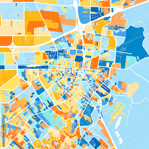 Art map of Lafayette, UnitedStates in Blue Orange photo