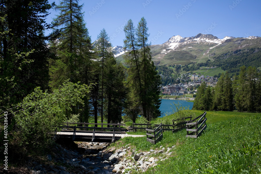 Summer feelings in the alpine dreamlike st.moritz.