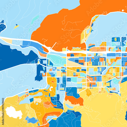 Art map of SimiValley, UnitedStates in Blue Orange