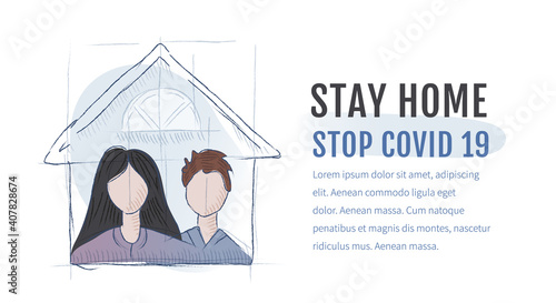Stay home Banner with the slogan stay home