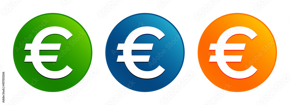 Euro sign icon liquid design round button set illustration Euro sign icon liquid design round button set illustration