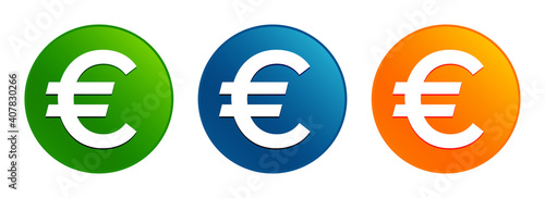 Euro sign icon liquid design round button set illustration