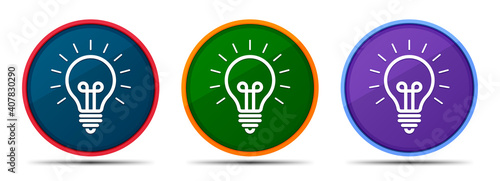 Lightbulb icon silky smart flat round buton set illustration