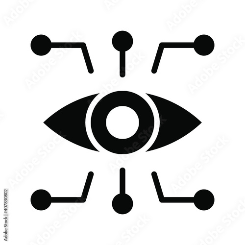 Bionic eye icon. Thin linear bionic eye outline icon isolated on white background from artificial intellegence and future technology collection color editable