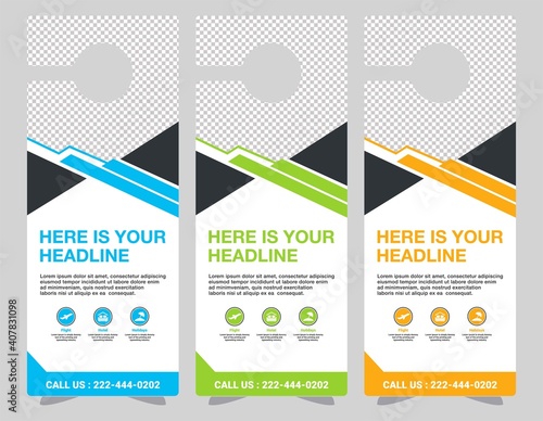 Door hanger design template, hotel knob design. Vector door hanger.