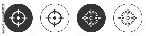 Black Target sport icon isolated on white background. Clean target with numbers for shooting range or shooting. Circle button. Vector.