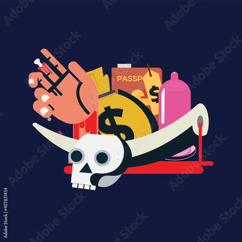 Transnational crime - vector illustration