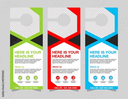 Door hanger design template, hotel knob design. Vector door hanger.