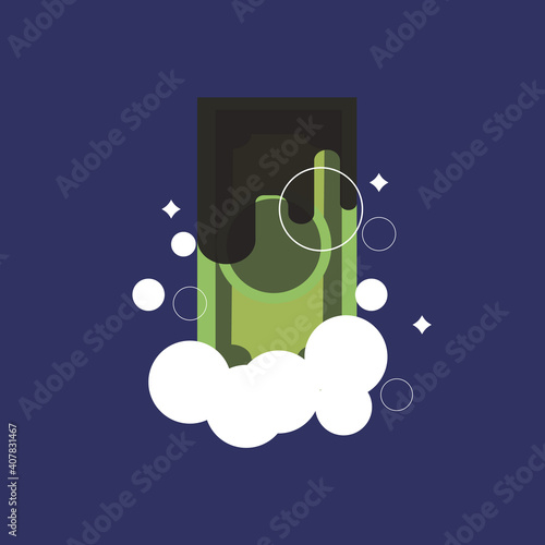 Dirty money, laundering of money. Vector, illustration,