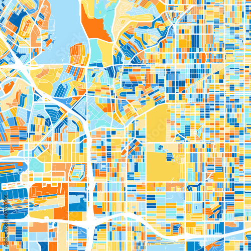 Art map of Inglewood, UnitedStates in Blue Orange photo