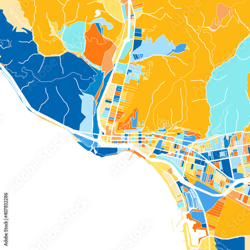 Art map of SanBuenaventura, UnitedStates in Blue Orange