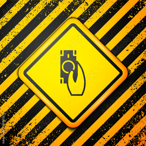 Black Fast payments icon isolated on yellow background. Fast money transfer payment. Financial services, fast loan, time is money, cash back concept. Warning sign. Vector.