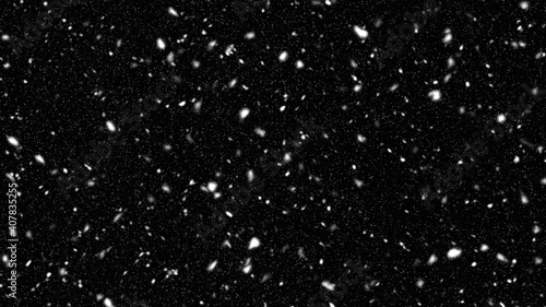 Neige réaliste avec fond noir transparent en hiver pour utiliser comme calque de texture. Ajouter l'effet "Superposition" dans Photoshop pour ajouter de la neige tombant sur tout type d'image.