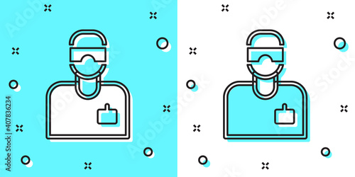 Black line Laboratory assistant icon isolated on green and white background. Random dynamic shapes. Vector.