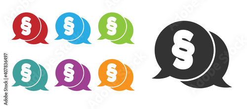 Black Law icon isolated on white background. Set icons colorful. Vector.