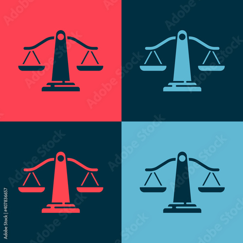 Fotografija Pop art Scales of justice icon isolated on color background