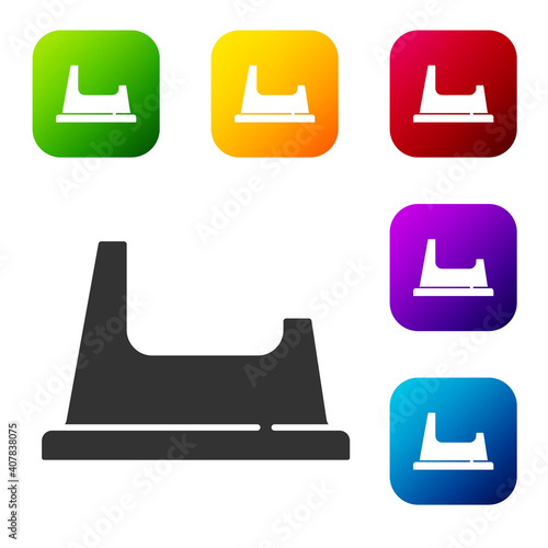 Black Baby potty icon isolated on white background. Chamber pot. Set icons in color square buttons. Vector.