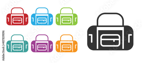 Black Sport bag icon isolated on white background. Set icons colorful. Vector.