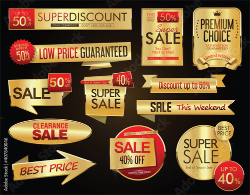 Luxury gold and red badges and labels collection illustration