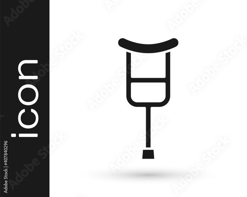 Black Crutch or crutches icon isolated on white background. Equipment for rehabilitation of people with diseases of musculoskeletal system. Vector. © Kostiantyn