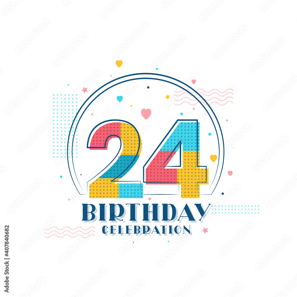 24 Birthday celebration, Modern 24th Birthday design