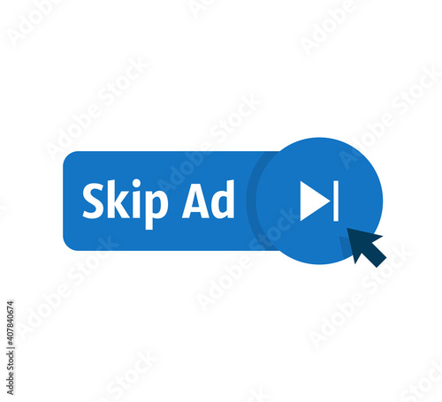 blue skip or stop web site ad button