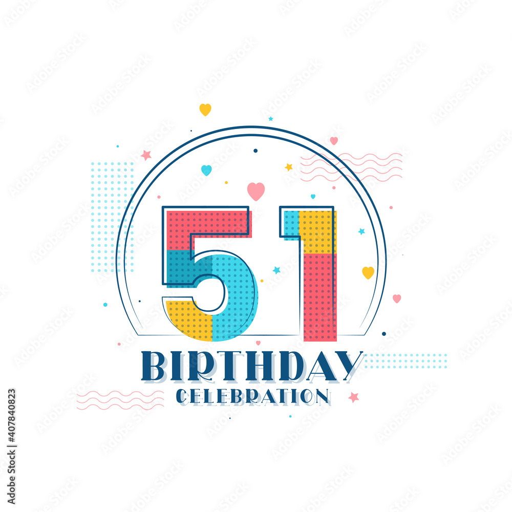 Fototapeta premium 51 Birthday celebration, Modern 51st Birthday design