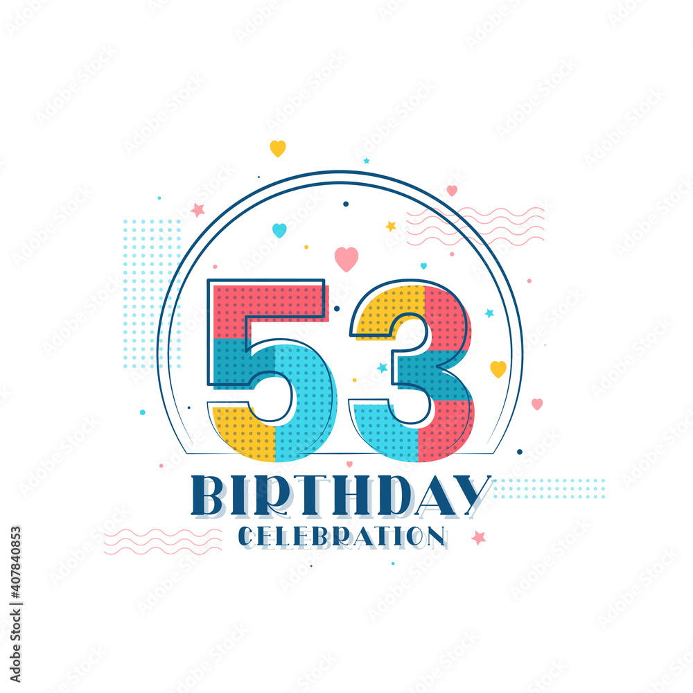 Fototapeta premium 53 Birthday celebration, Modern 53rd Birthday design