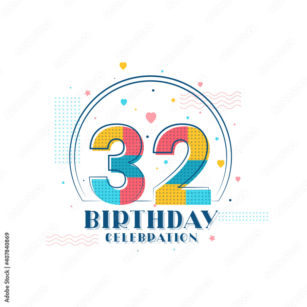 Fototapeta premium 32 Birthday celebration, Modern 32nd Birthday design