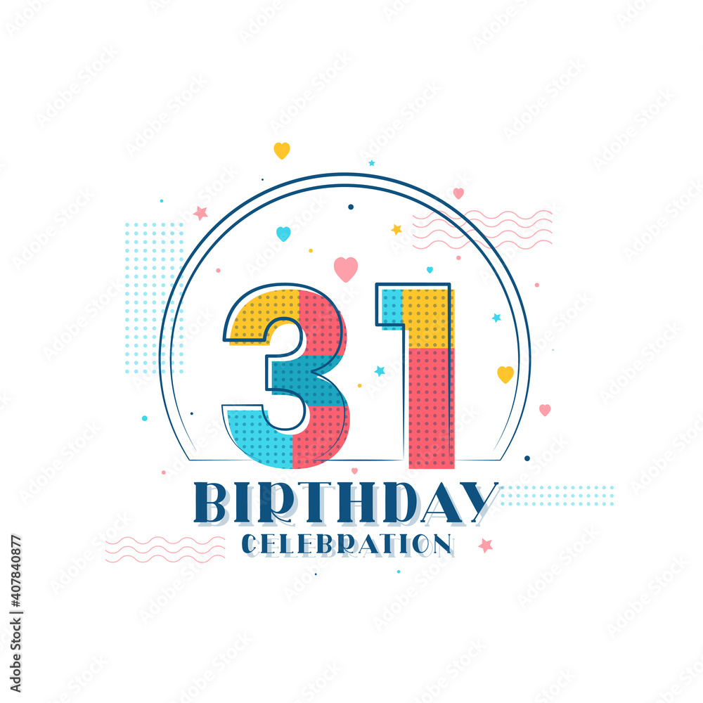 Fototapeta premium 31 Birthday celebration, Modern 31st Birthday design