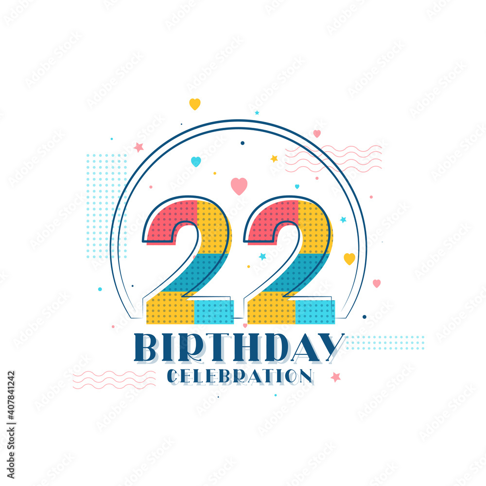 Fototapeta premium 22 Birthday celebration, Modern 22nd Birthday design