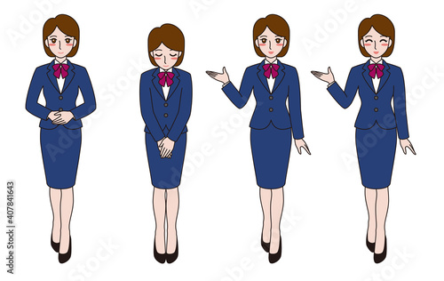 Set of various poses of business women in office clothes