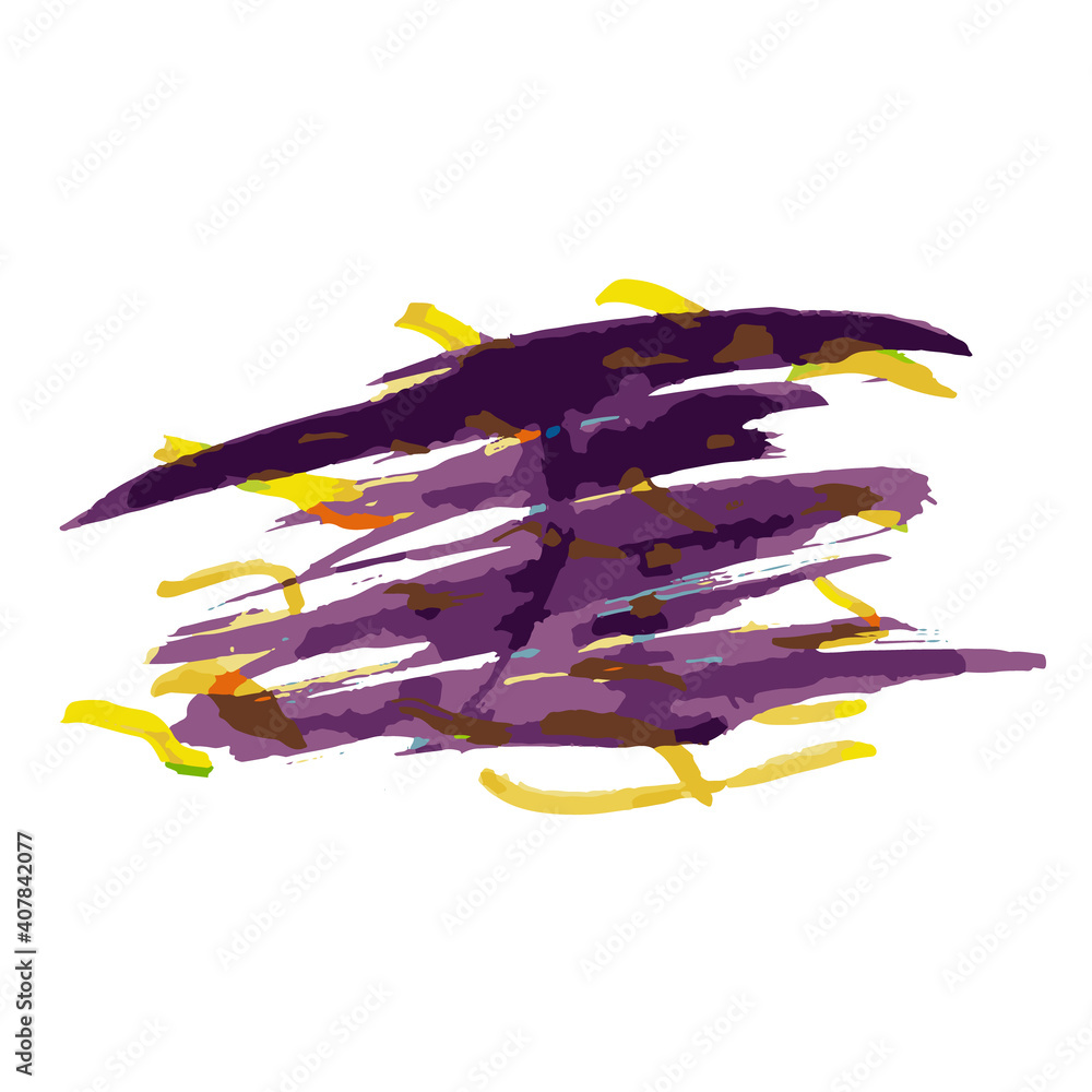 Fototapeta premium Abstract watercolor purple yellow spot. Brush stroke.