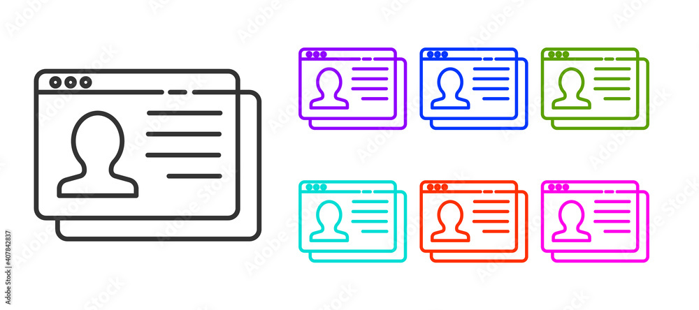 Black line Resume icon isolated on white background. CV application. Searching professional staff. Analyzing personnel resume. Set icons colorful. Vector. Black line Resume icon isolated on white background. CV application. Searching professional staff. Analyzing personnel resume. Set icons colorful. Vector.